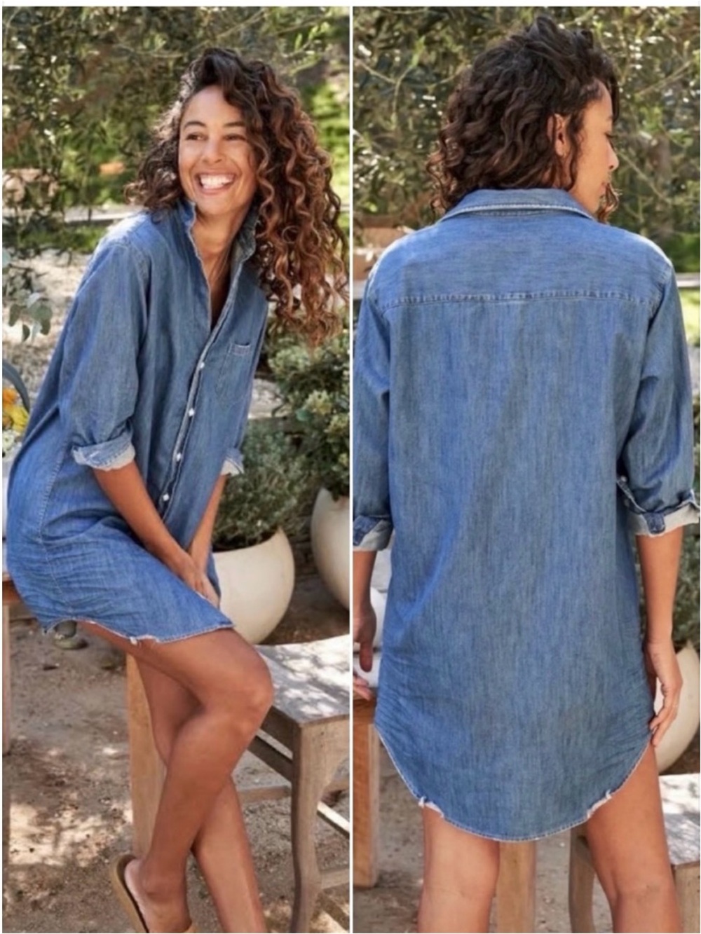 Frank & Eileen MARY Classic Shirtdress Vintage Stonewashed Indigo Size Large